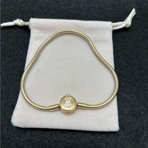 Pandora Moments Sparkling Crown O Snake Chain Bracelet size 9